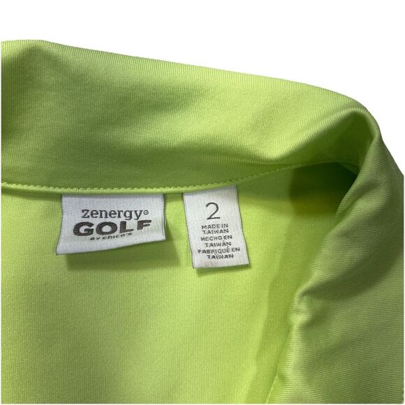 Chico’s Zenergy Golf Shirt Women’s Size 2 M Lime Green Collared Stretch Top - Picture 8 of 12